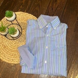 Tailorbyrd blue and green striped button down size large excellent condition